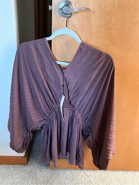 Mustard Seed Pleated Dolman Blouse in Mauve